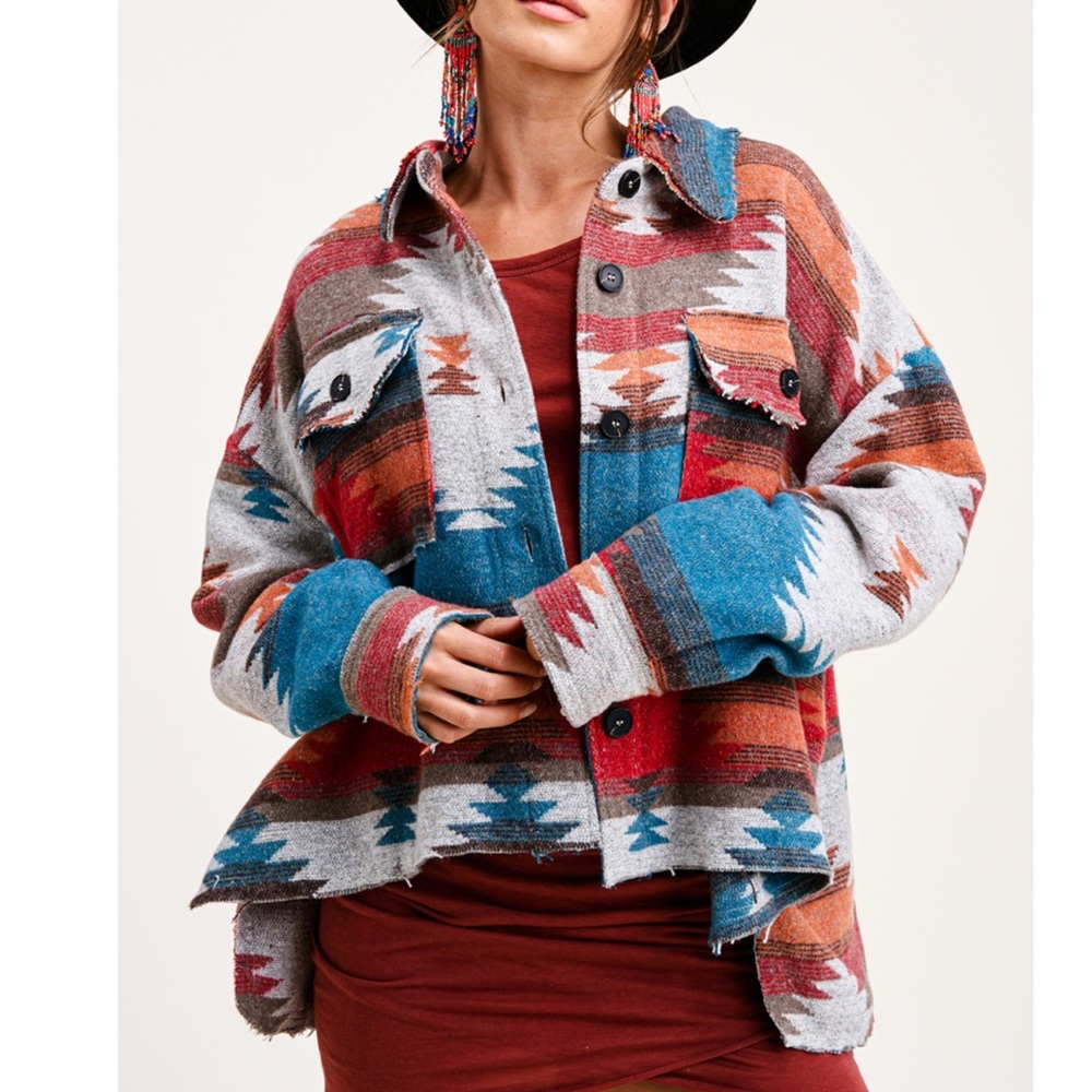 Last S then sold out! 5 Star Rated New Boho Aztec Southwest High Low Jacket - Picture 6 of 11